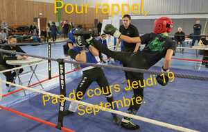 Pas de cours ce jeudi 19/09/24